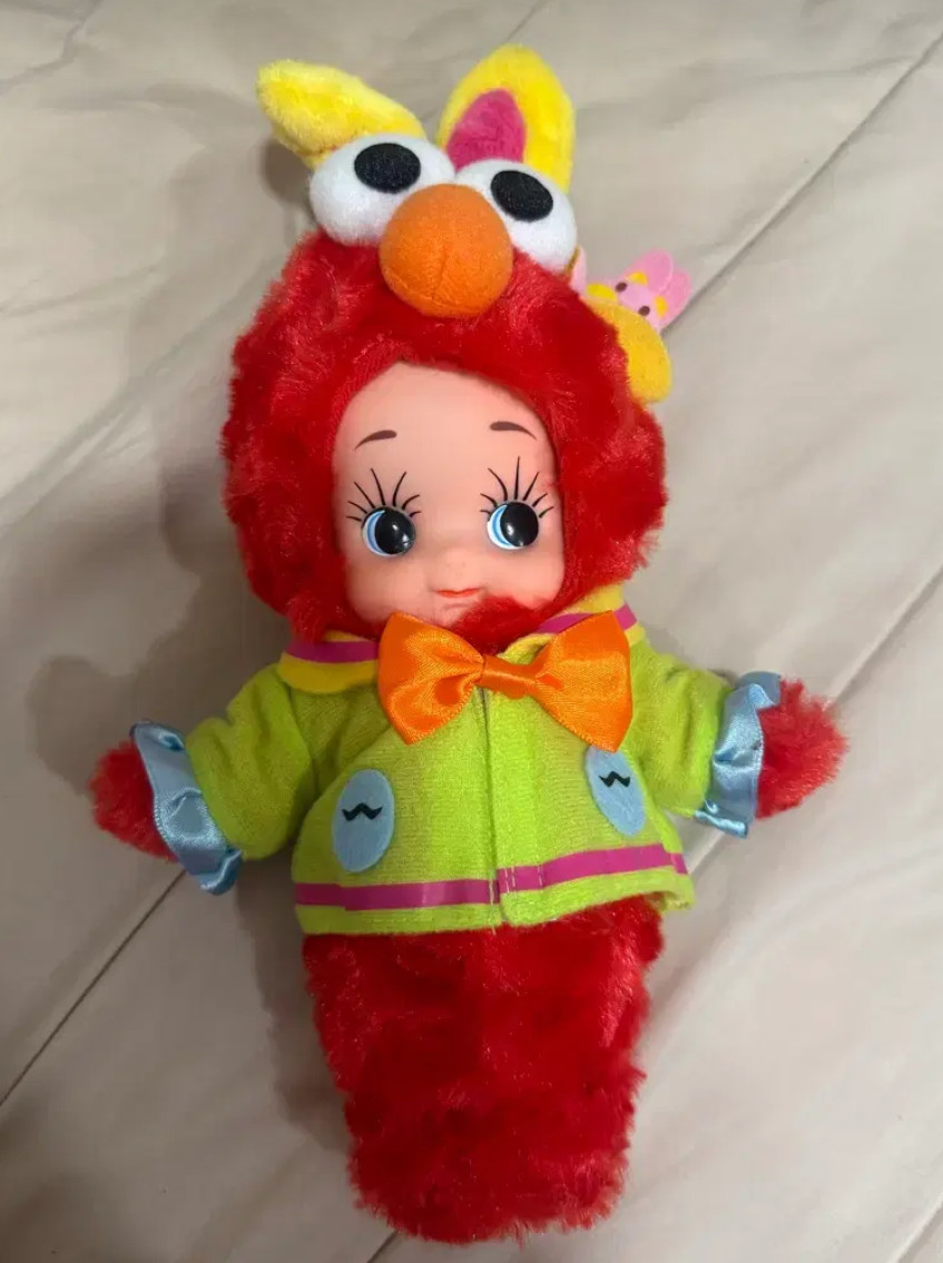 Kewpie x Sesame Street Elmo Easter Bunny Figure Rare Collectible Doll VINTAGE
