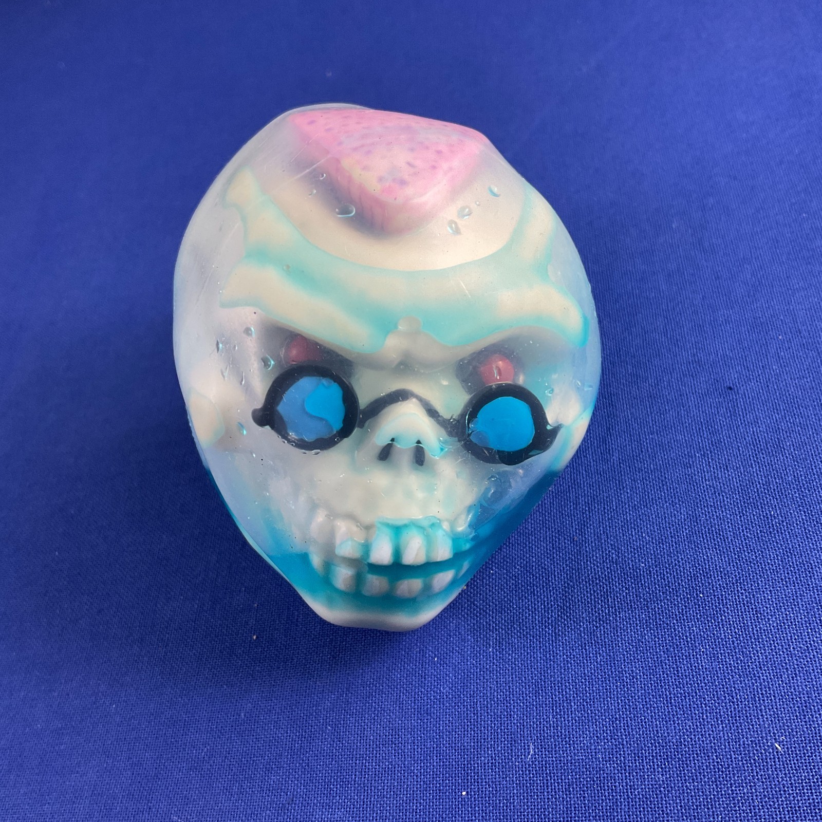 Goosebumps Gurgling Ghouls CURLY Skeleton Head Squeeze Ball Vintage Horror Toy