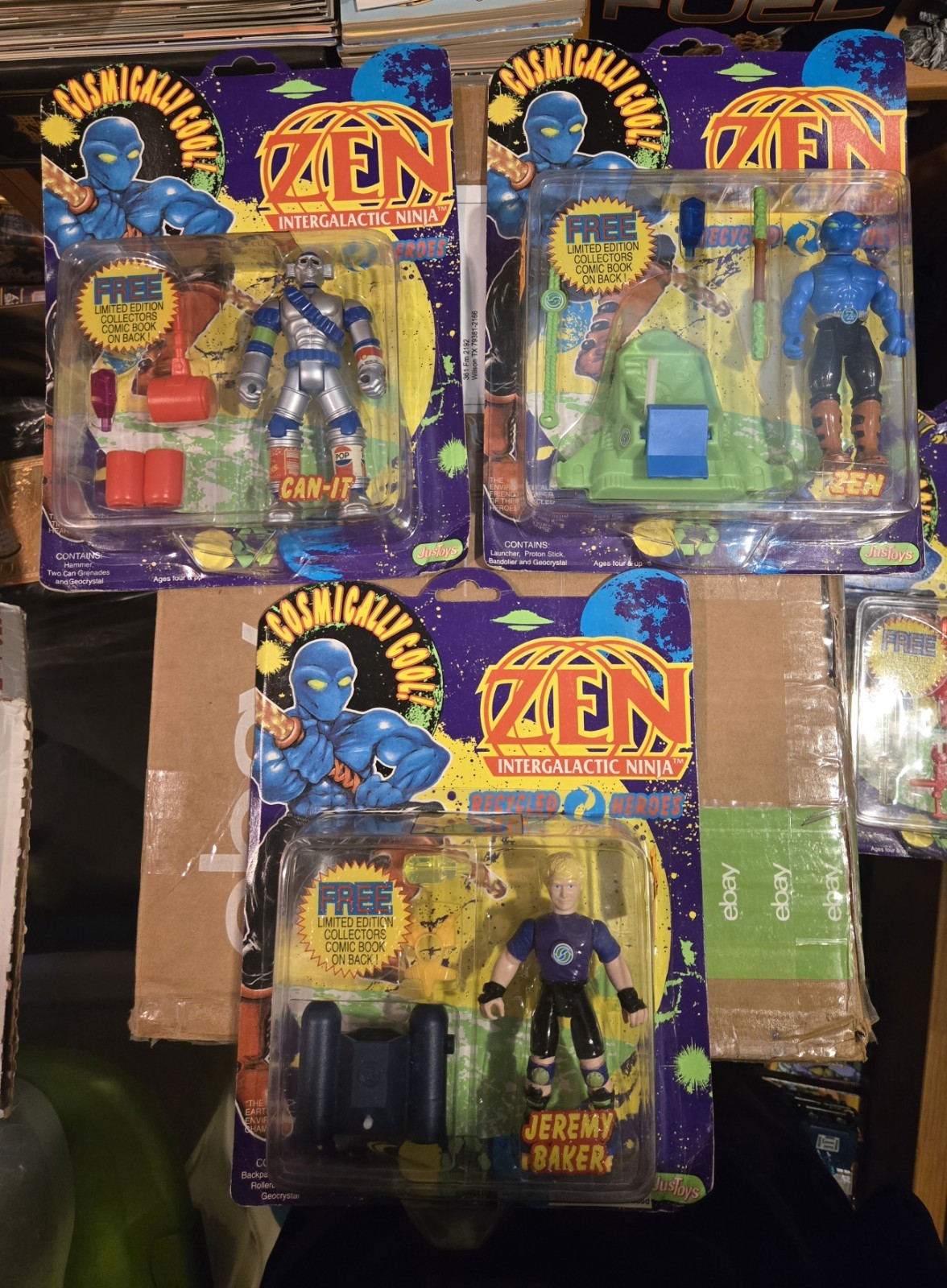 JustToys Zen Intergalactic Ninja Boxed Figure Set Lot w/ Comic Lot of 6