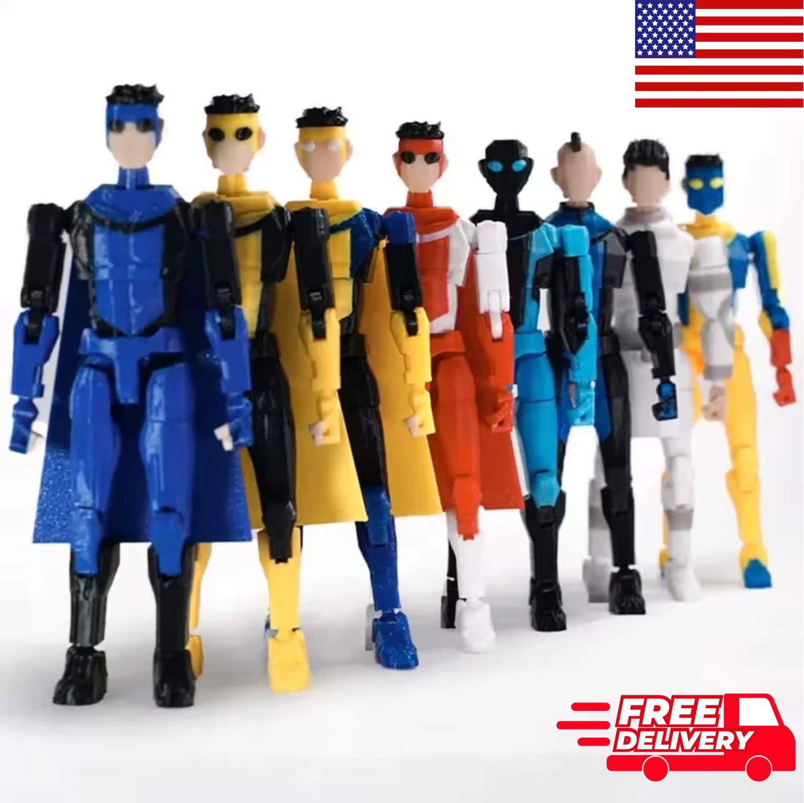 3D Printed Invincible Superhero Action Figures with Articulatable Limbs