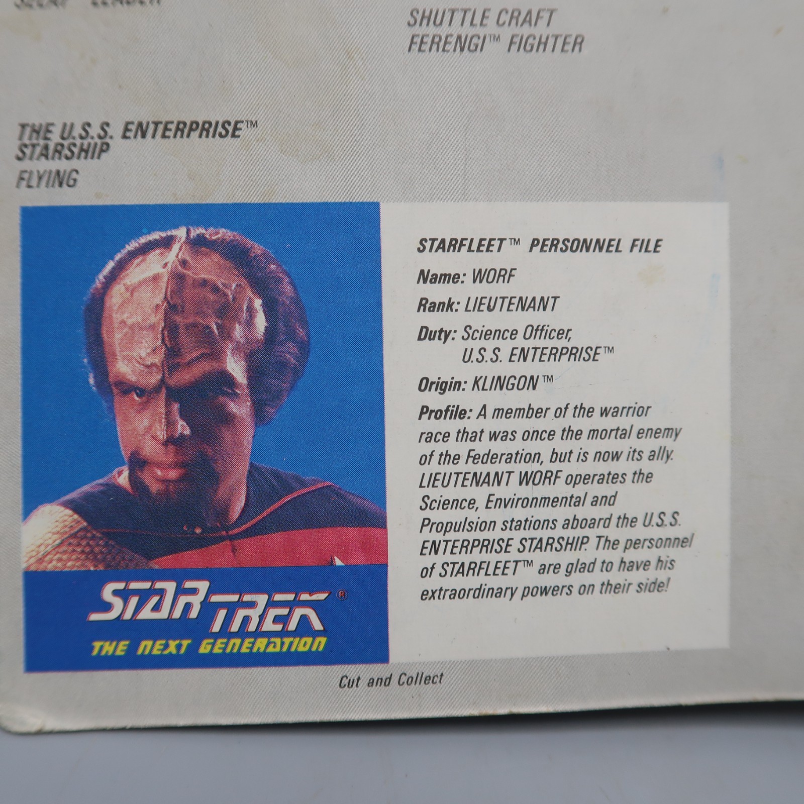 Star Trek The Next Generation Worf 4″ Action Figure 1988 Galoob Sealed