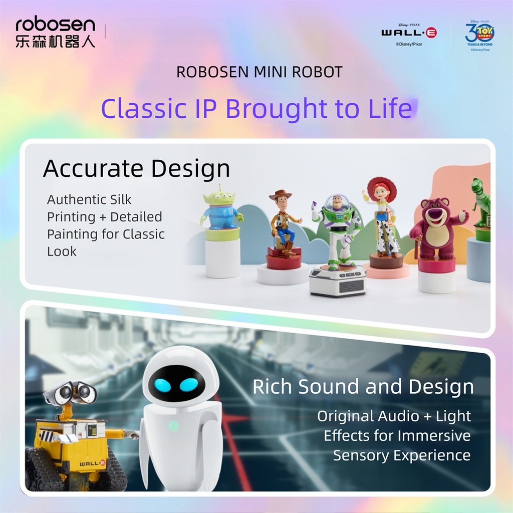 HIPLAY Robosen Mini Robot WALL·E + EVE + Base Action Figure Set