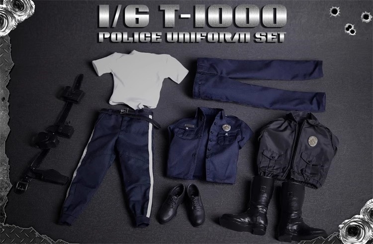 1/6 T1000 Robot Police Uniform Cosplay Clothing Suit DIY 12” Action Figure