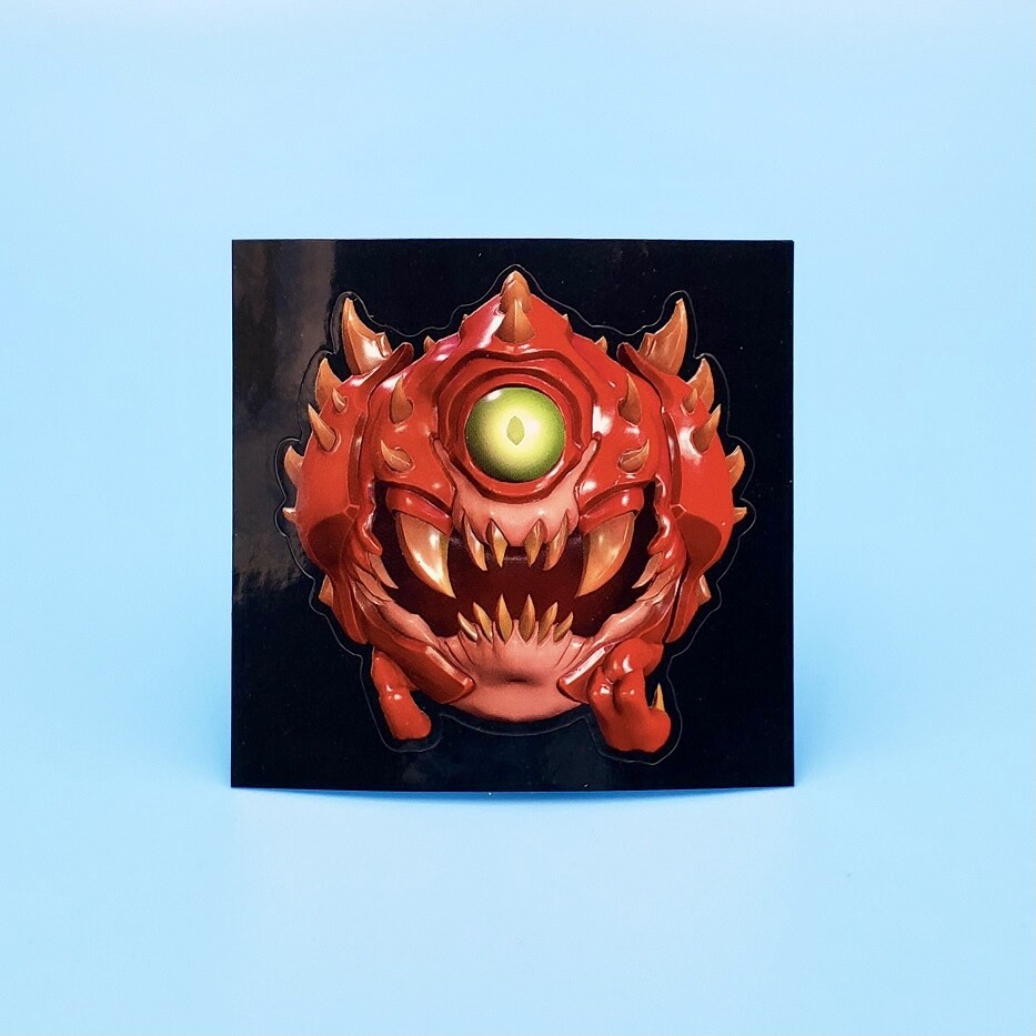 Doom Eternal Cacodemon Mini Figure & Sticker Official 3″ Demon Statue Figurine