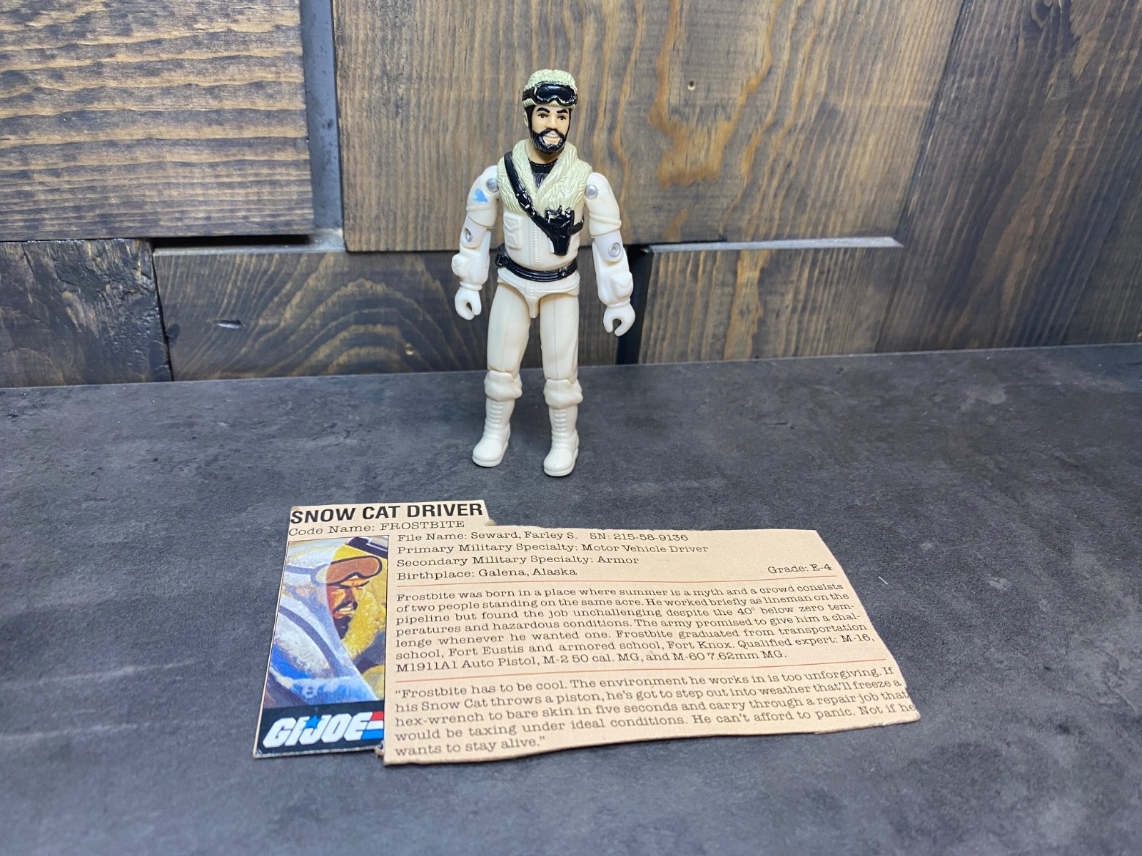 Frostbite Snow Cat Driver 1985 GI Joe Real American Hero ARAH w/ File Card