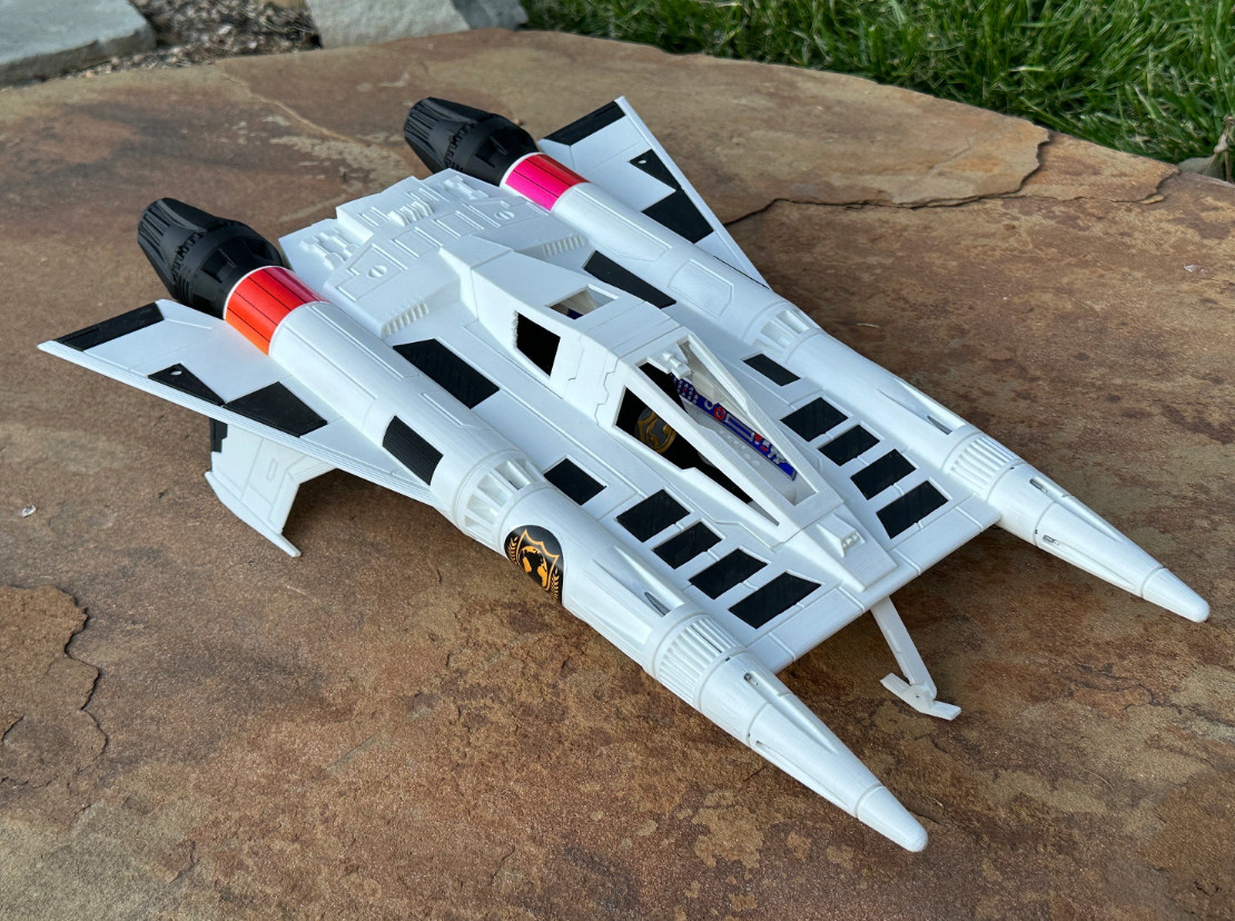 Buck Rogers StarFighter With Shooting Cannons! 3.75″ Scale 3D printed.