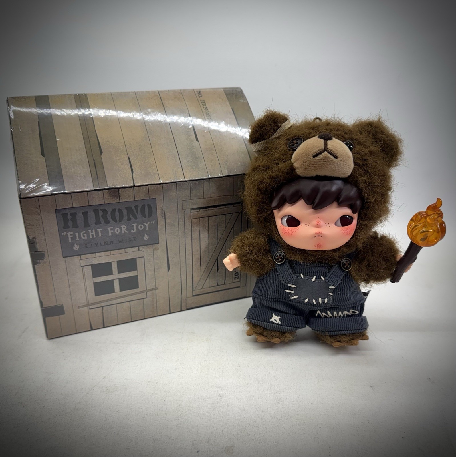 Authentic Pop Mart Hirono Living Wild Fight For Joy Plush Bear Doll Shed NIB USA