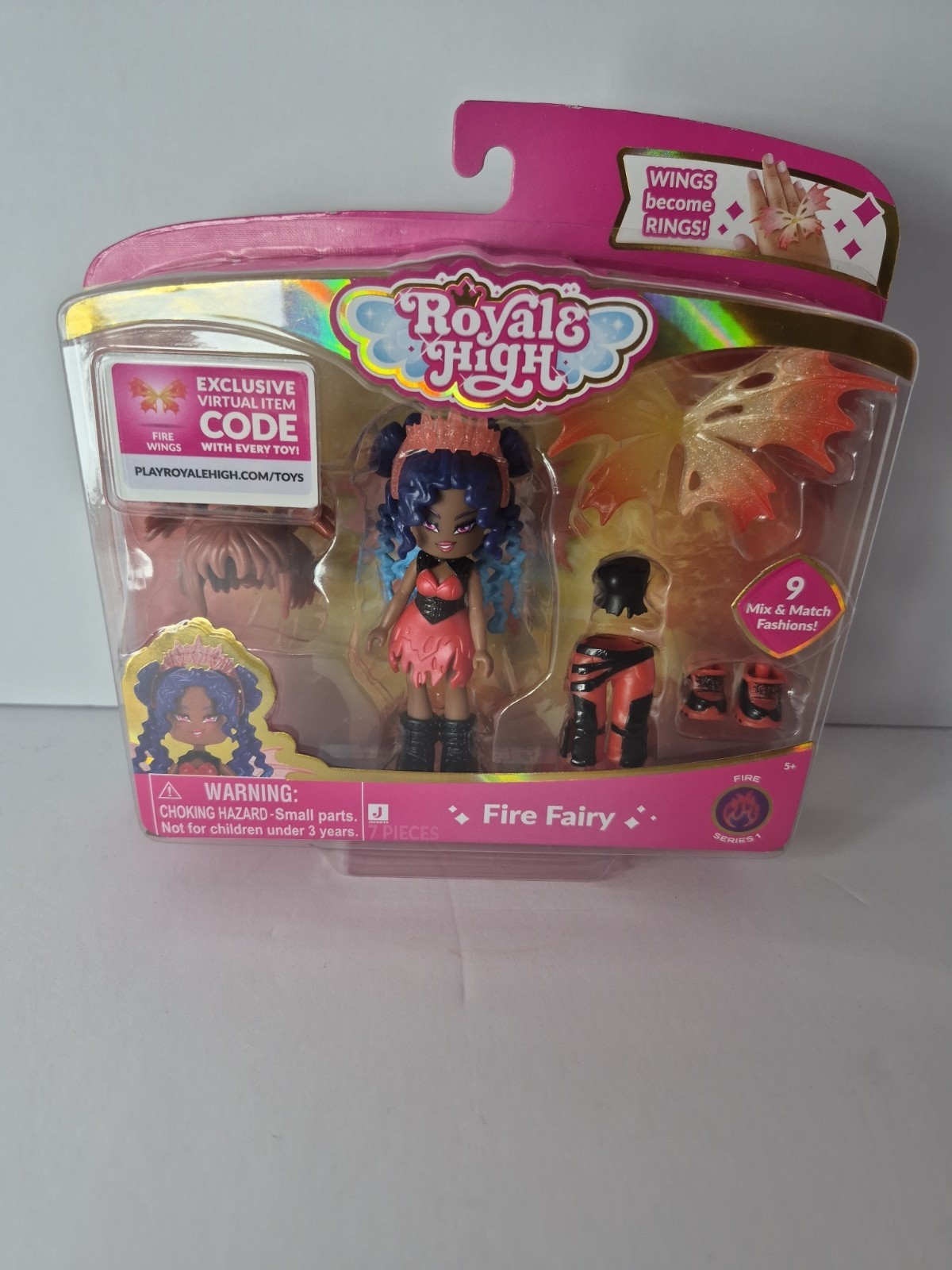 Roblox Royale High Fire Fairy 3” Fashion Doll w/ 9 Accessories & Virtual Code