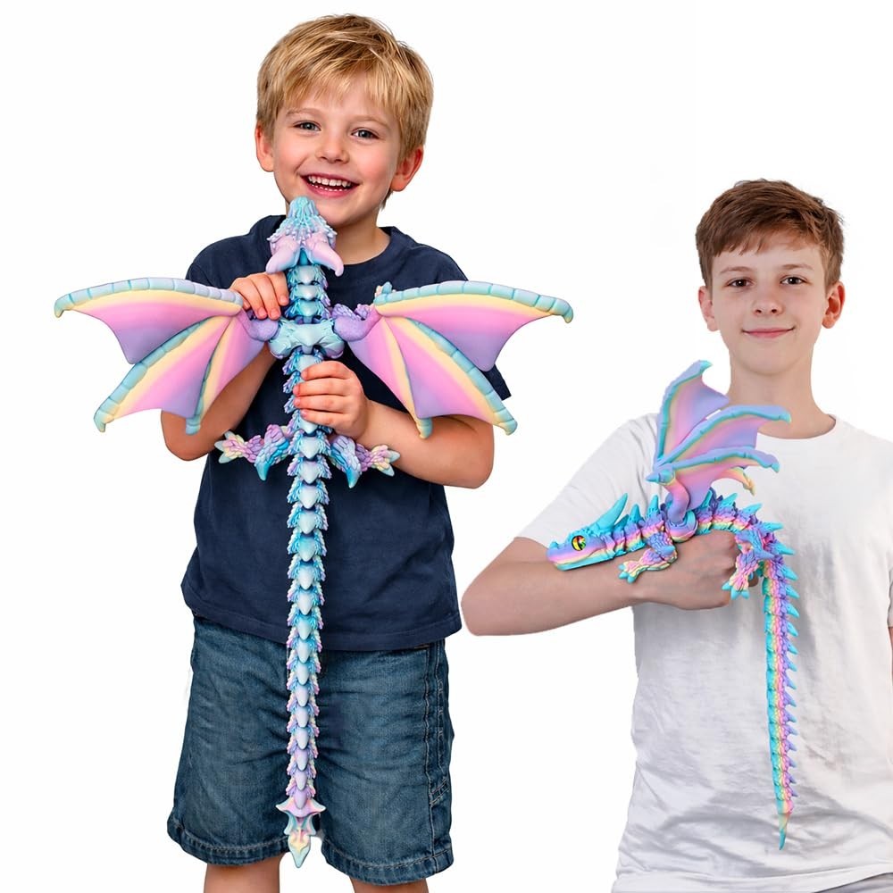 Extra Large 3D Printed Dragon with Wings – Durable PLA, Articulated Fantasy Deco