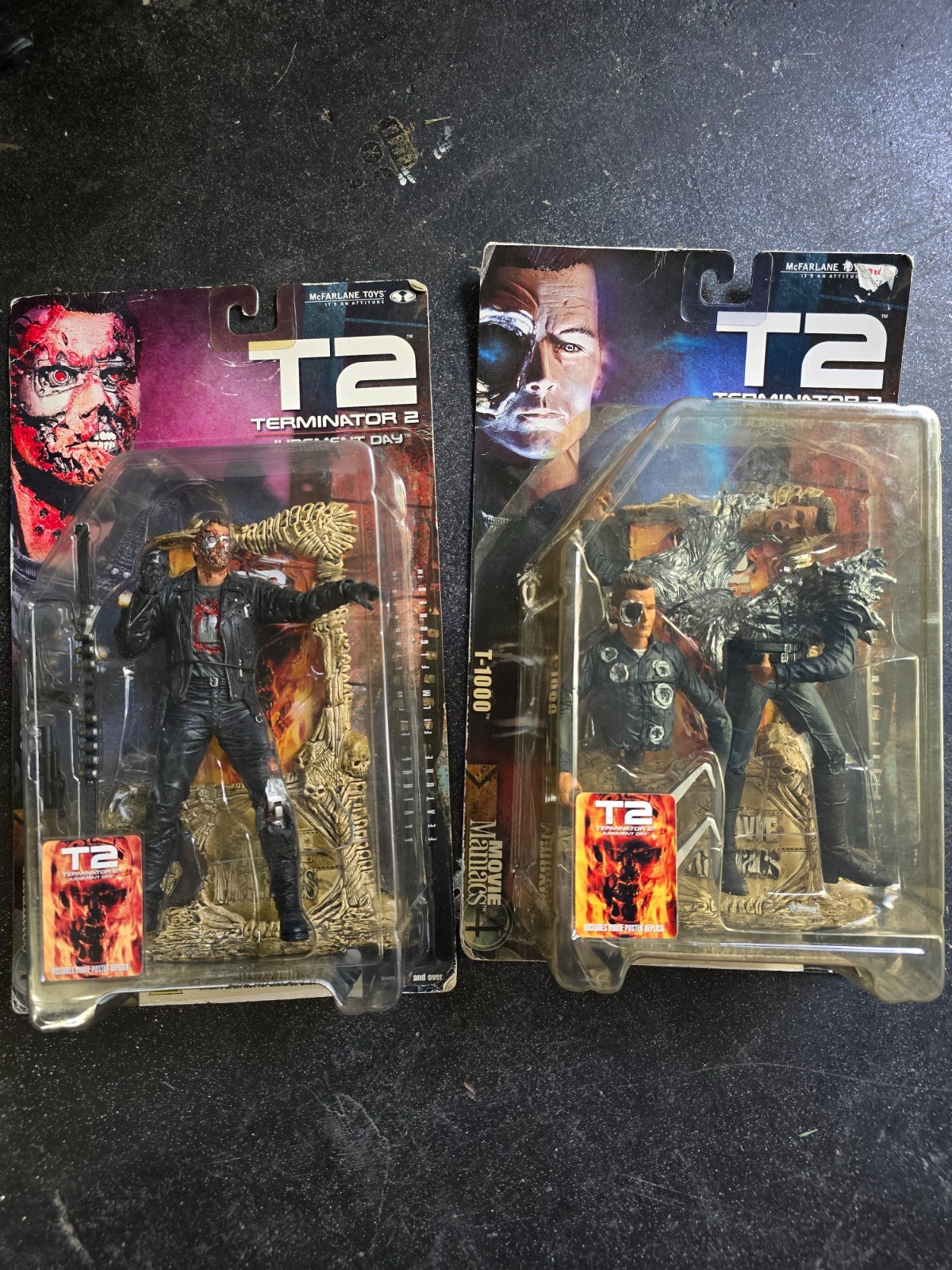 Vintage McFarlane T2 Terminator 2 Judgment Day T-800 and T-1000 Action Figure ne