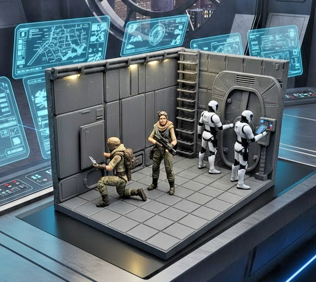 Space Station Corridor Diorama 1:18 Scale Modular Backdrop for 3.75″ – 4″ Figure