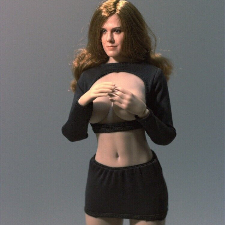 1:6 Scale Sexy Black Tops Skirt Clothes for 12″ Female Action Figure Body Toys