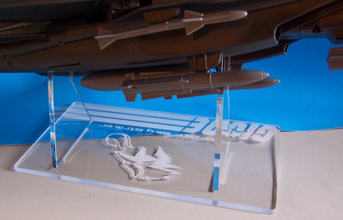 acrylic display stand for GI Joe Skystriker in flight banked mode & options
