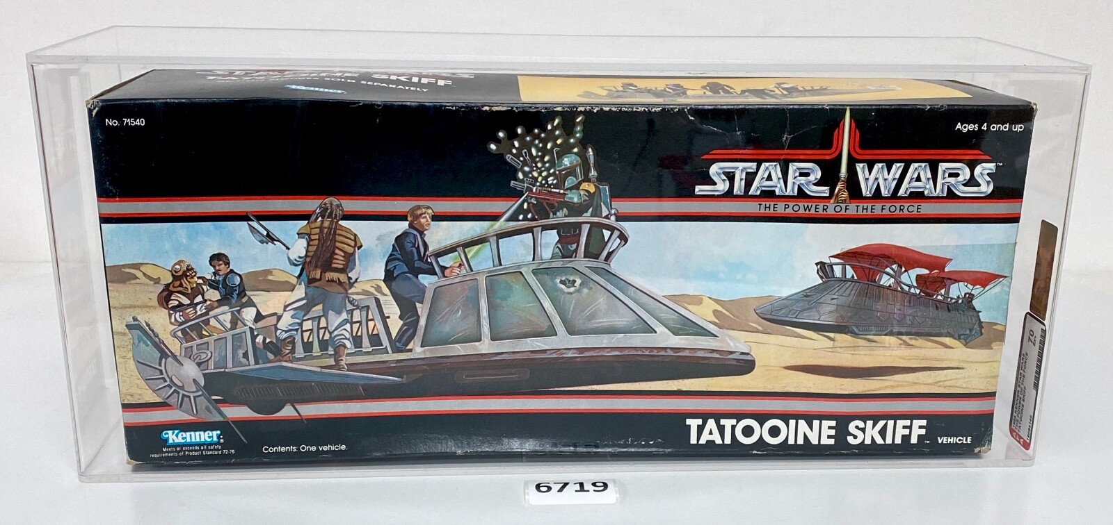 AFA 70 Red Label Vintage 1985 Kenner Star Wars Power of the Force TATOOINE SKIFF