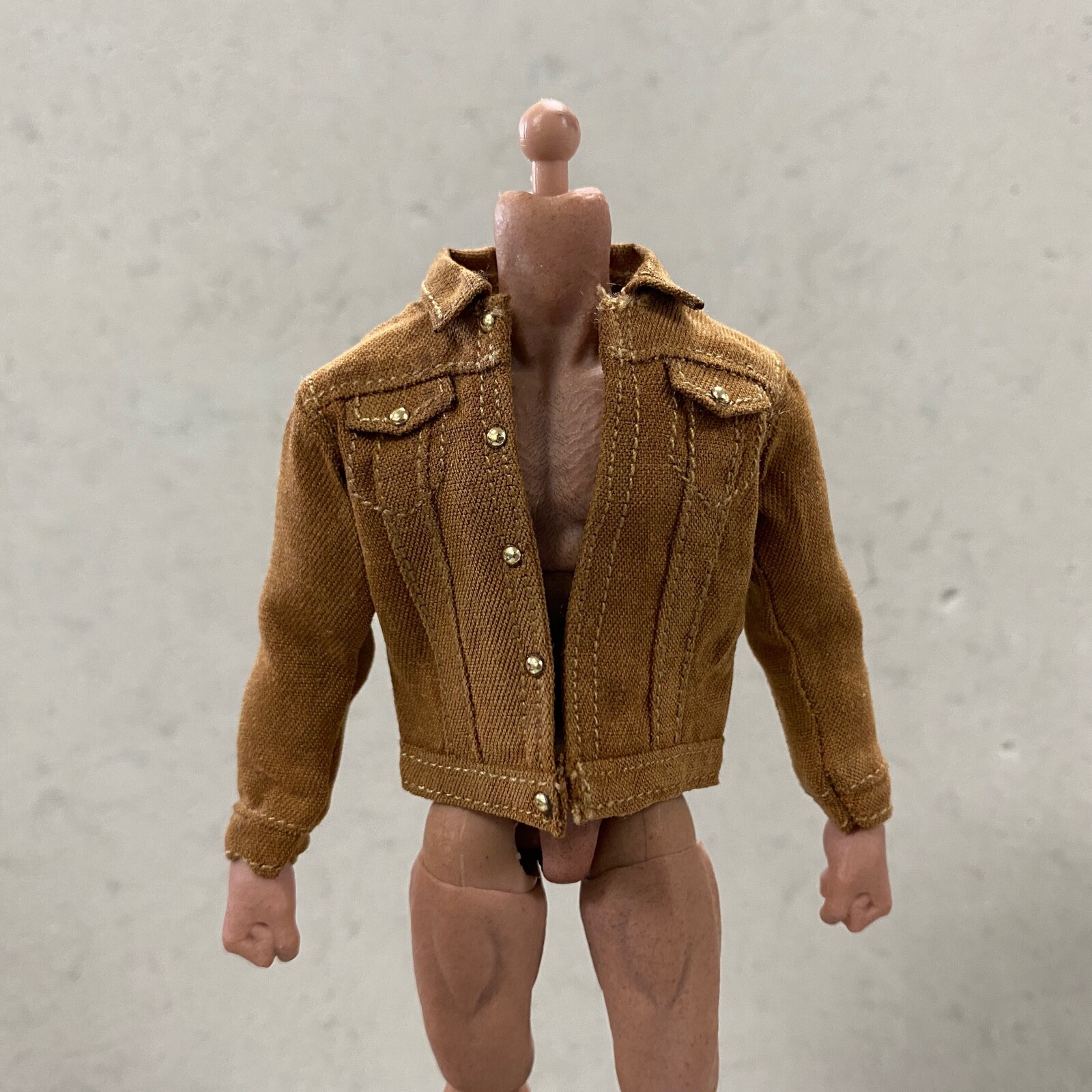 MO-DJK-BRN: 1/12 brown denim jacket for Mezco, MixMax, Nota Studio Slim body