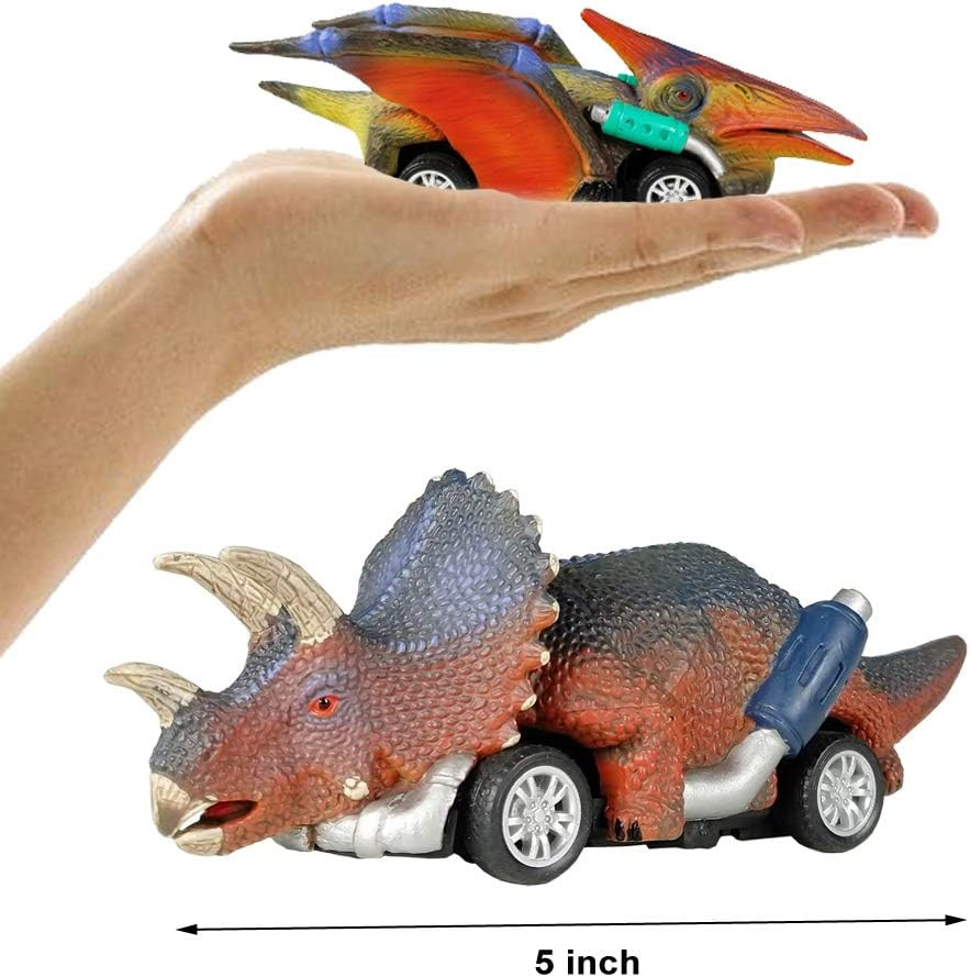 Dinosaur Toy Pull Back Cars, 6 Pack Dino Toys for Kids Ages 3 and Up