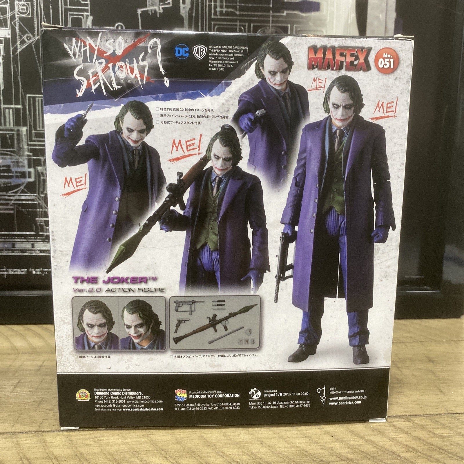 Mafex JOKER No 051 Ver 2.0 The DARK KNIGHT TRILOGY Heath Ledger 6in. AUTHENTIC!
