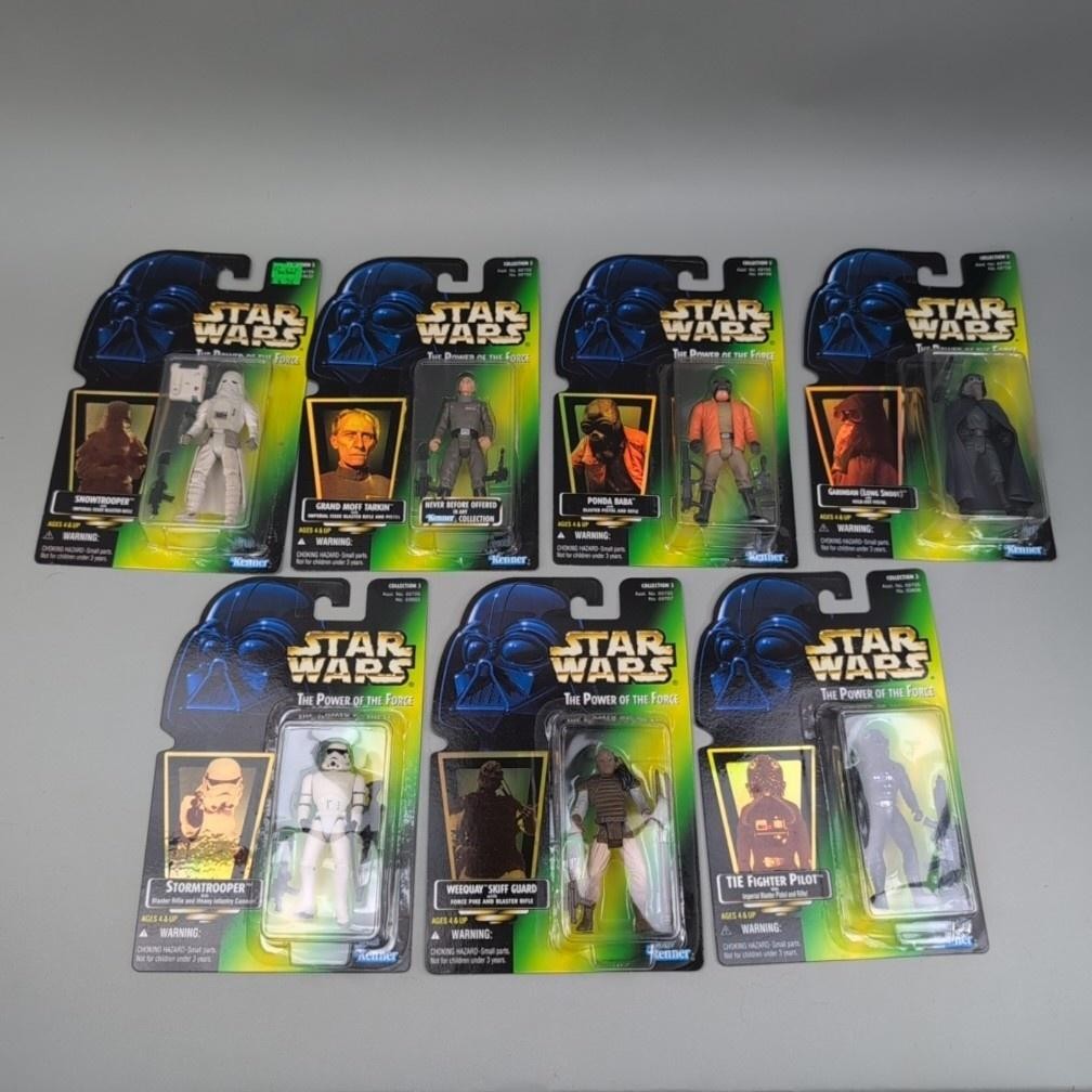 VTG Kenner Star Wars POTF 14 Figures Carded 1997 Collection 2 & 3 w/ Branded Box
