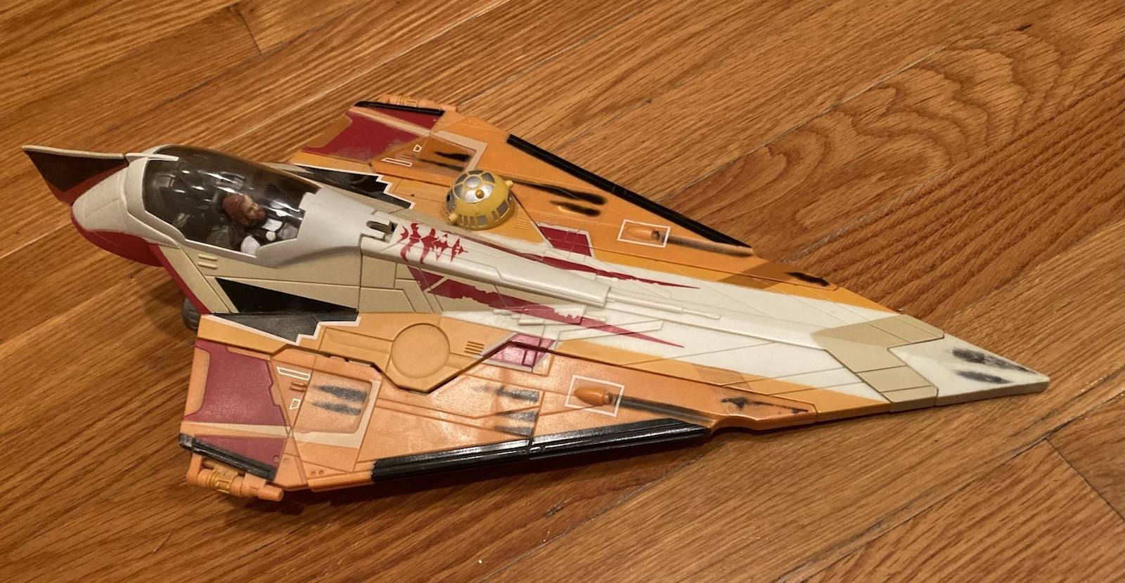 Star War Plo Koon’s Jedi Star Fighter Orange Space Ship Hasbro 2001 2002