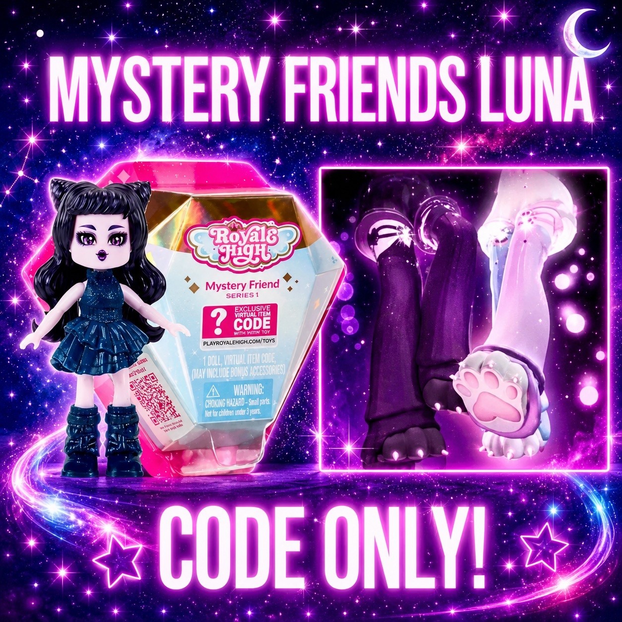 🌌RARE Royale High Mystery Friends Luna Kitty Claws Code ONLY *INSTANT SEND*
