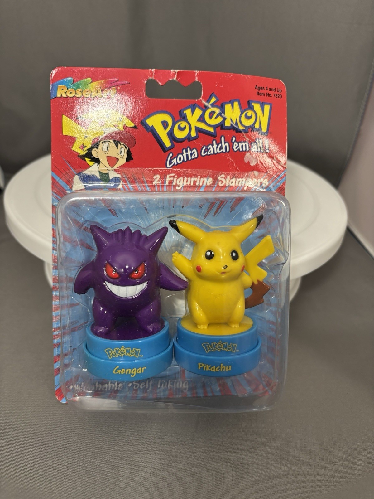 Roseart Pokemon Gengar & Pikachu Roseart Figurine Stampers Vintage 1999