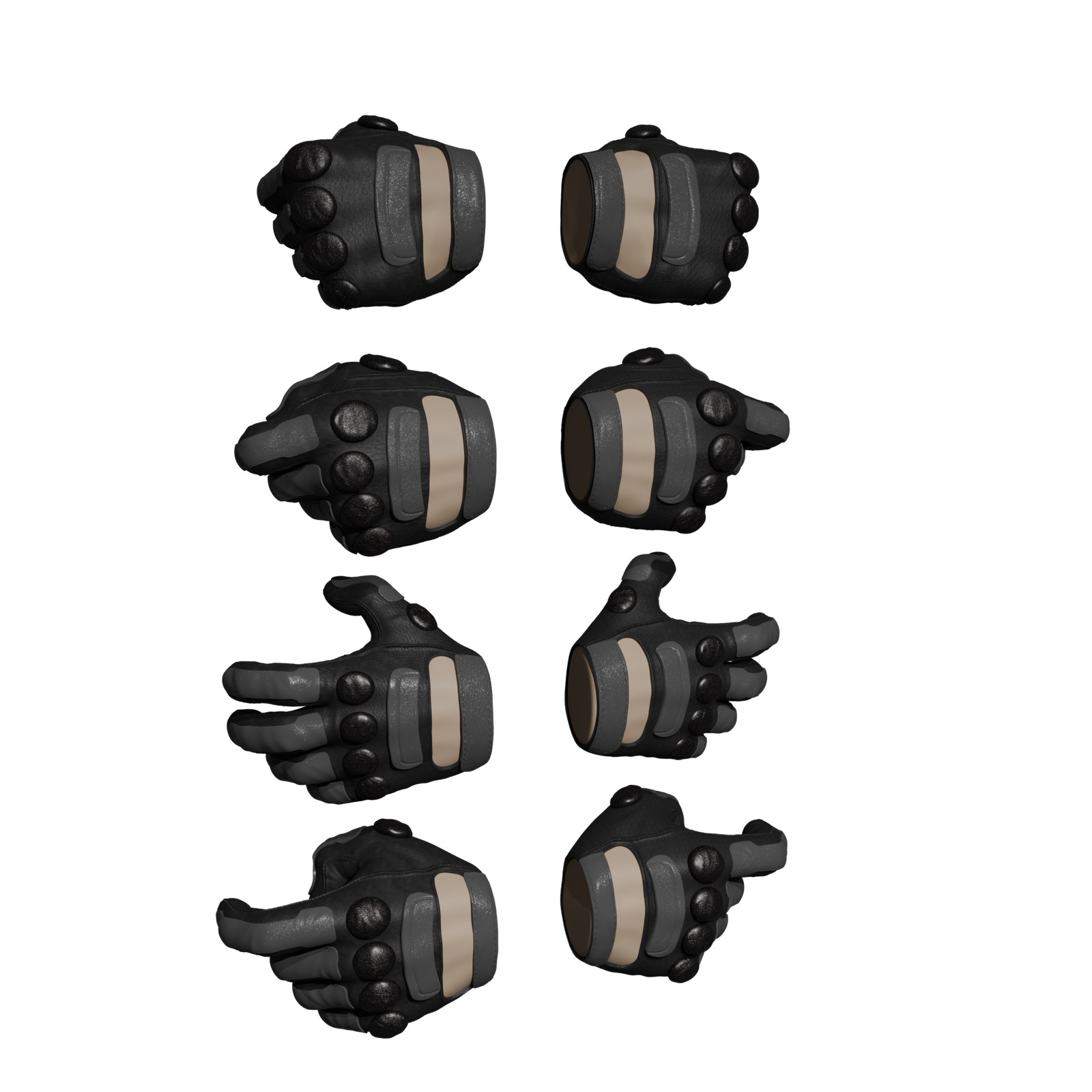 1/12 Scale Action Figure Hands: Biker Gloves (Unpainted)