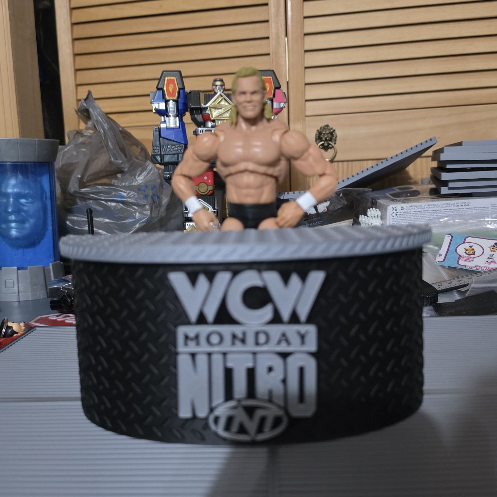 WWE Mattel Small WCW Announcer Table & Small Stage Logos Accessory Lot