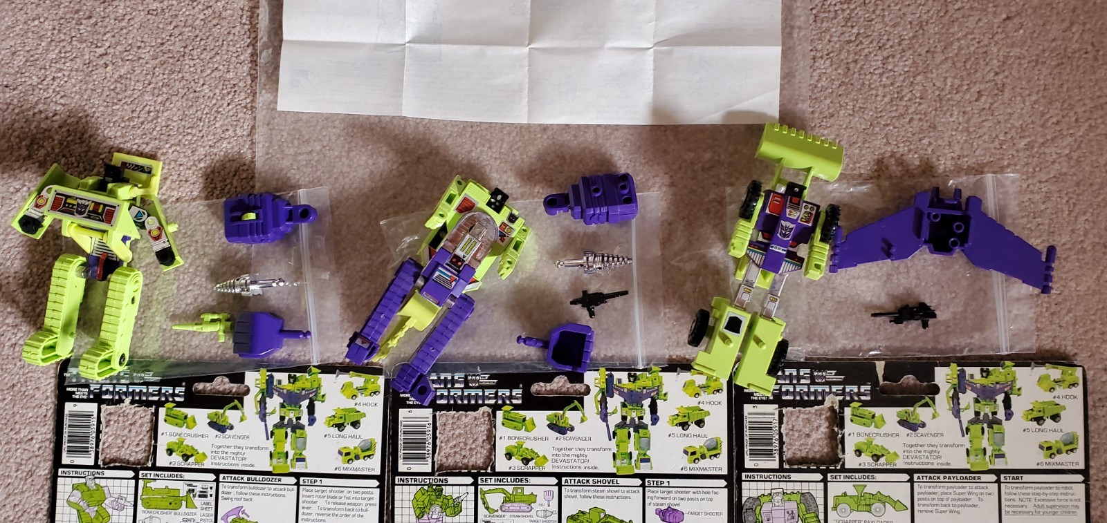 Transformers G1 Vintage DEVASTATOR = Constructicons 100% complete w/6 Cardbacks