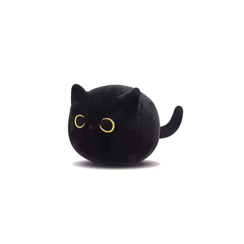 Fluffy Black Cat Plush Toy Stuffed Animal Soft Nap Cushion Home Decoration Gift