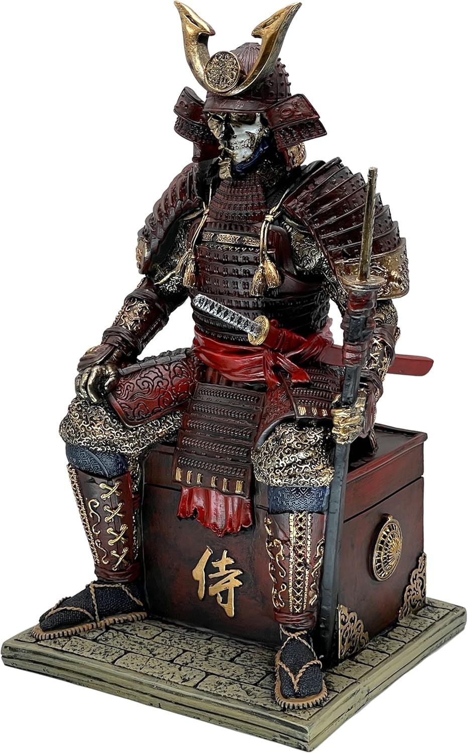Japanese Samurai Warrior Figurine – Red Gold Decor^-