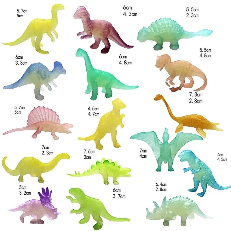 Figurine Dinosaur Phosphorescent Bundle 16 Pièces Child Toy Light Dark