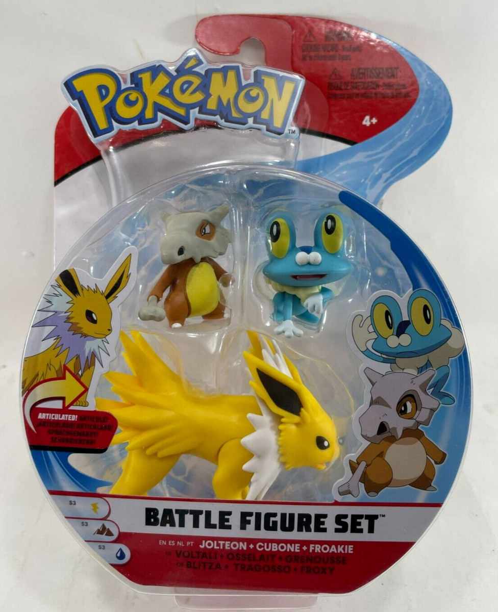 3 Figure Set Pokemon Battle Set Jolteon Cubone Froakie Action Figures