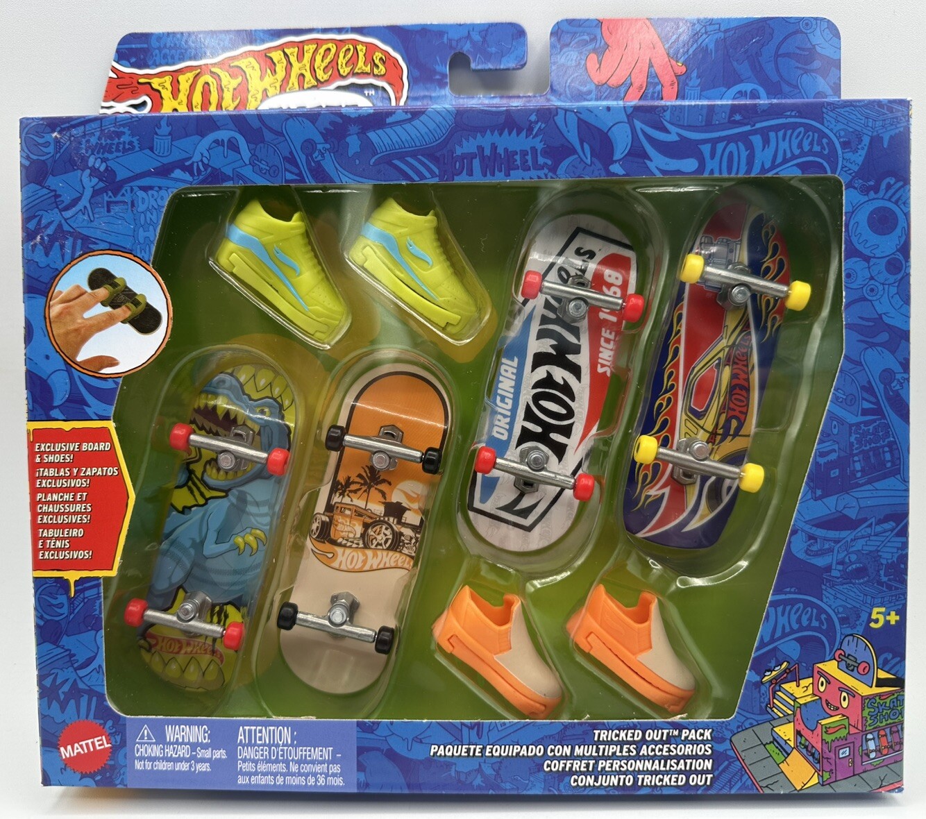 Skate 4 Fingerboards & 2 Pairs of Removable Skate Shoes Trick Out Pack