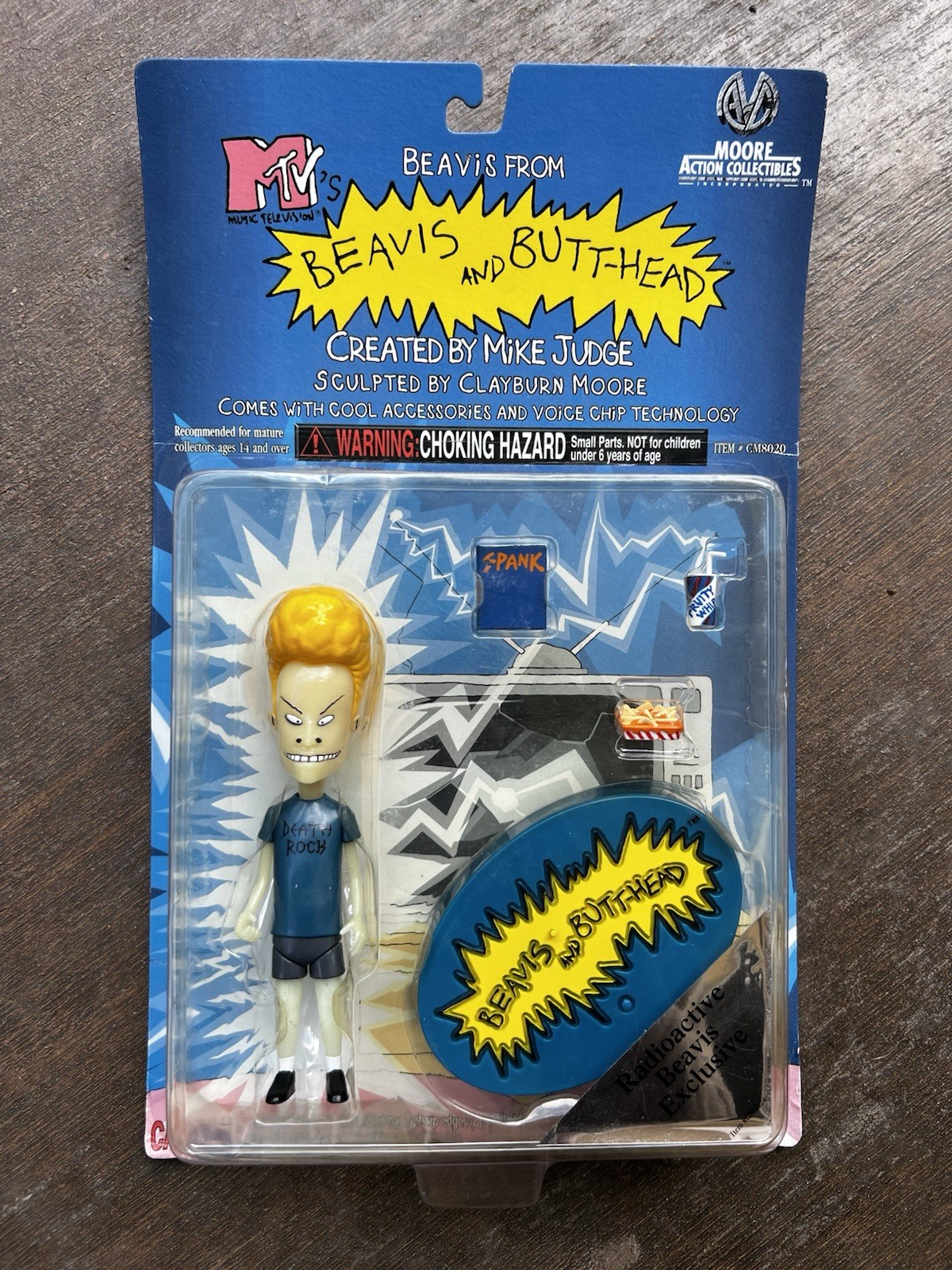 Beavis Radioactive Action Figure MTV Mike Judge On Card NEW 1998 Moore 3TB