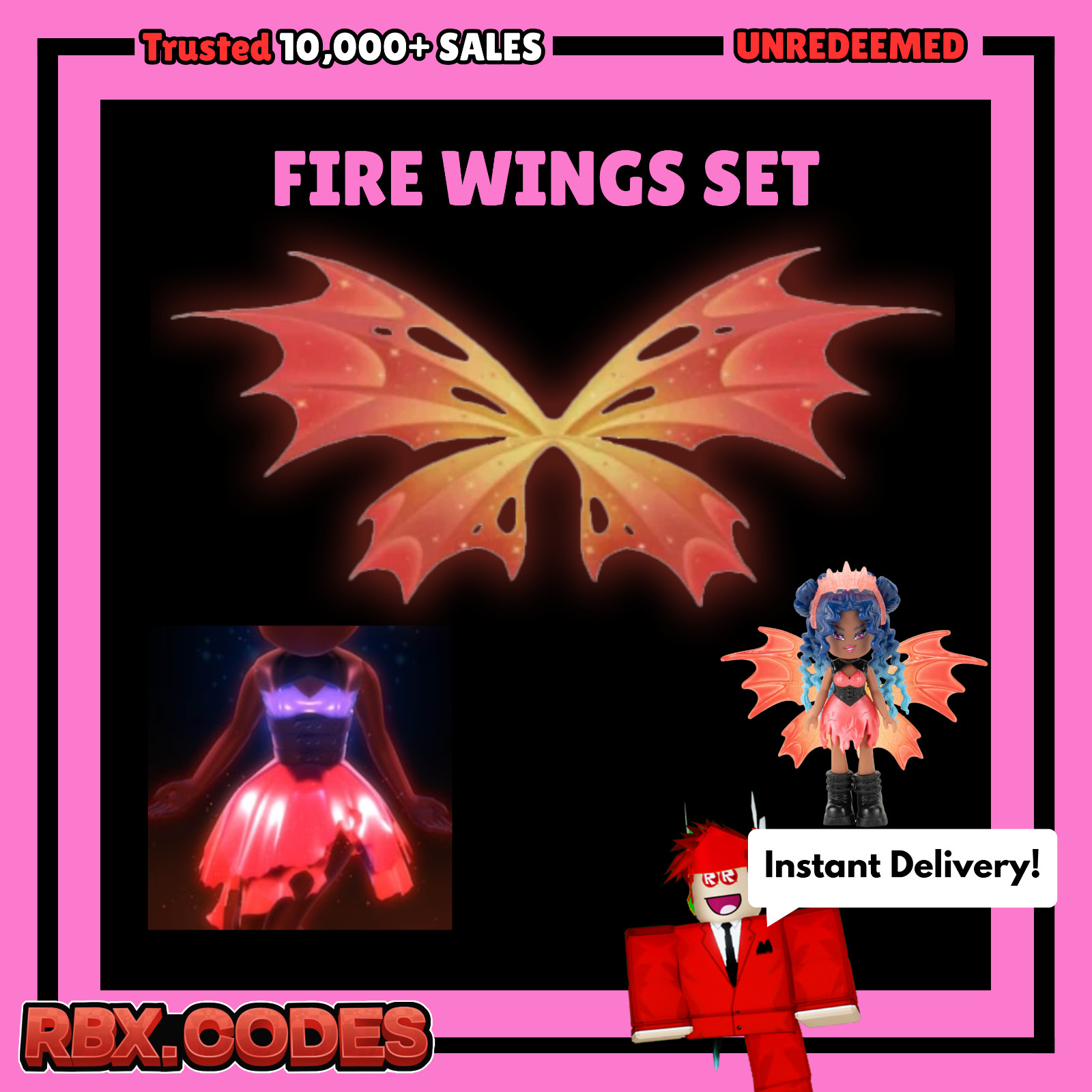 Roblox Royale High FIRE WINGS Toy Code Only – FAST DELIVERY SENT IMMEDIATELY