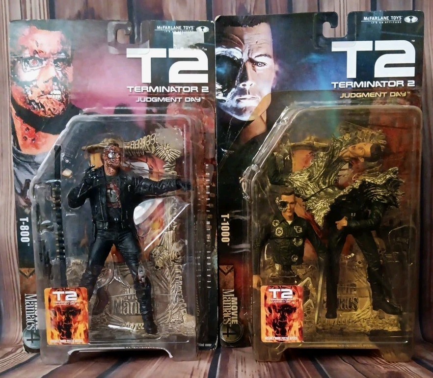 McFarlane Toys Movie Maniacs Series 4 T2 Judgment Day T-800 AND T-1000