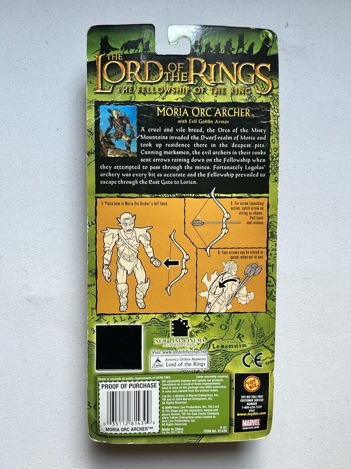 ToyBiz The Lord of the Rings Fellowship Moria Orc Archer 6″ Figure New 2004