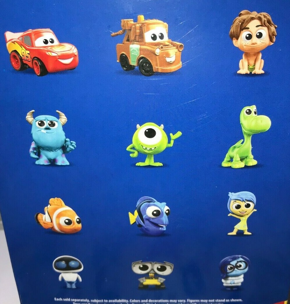 DISNEY PIXAR SET OF 12 MINIFIGURES SULLEY, WALL-E, JOY, EVE, SPOT, ARLO, MATOR,