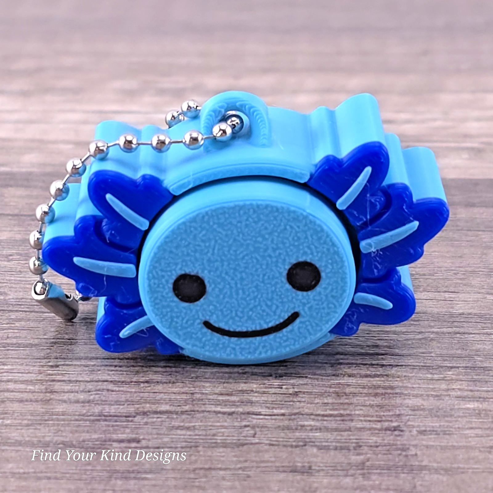 Axolotl Clicker – 3D Printed Fidget Sensory Toy with Keychain Blue