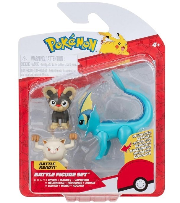 Pokemon Battle Ready! Litleo Mankey Vaporeon Battle Figure Set New Freeship