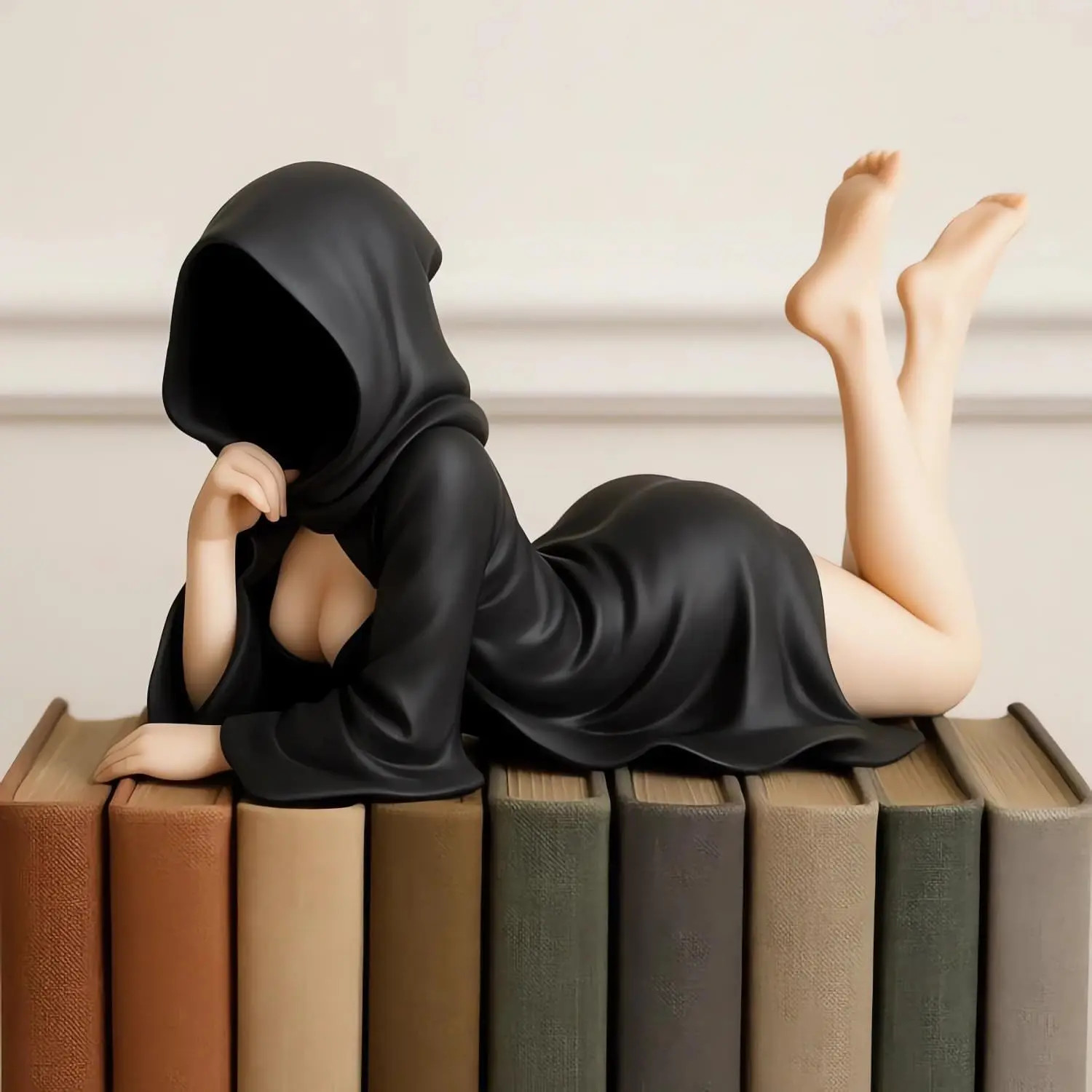 3D Mysterious Statue Gothic Black Robe Queen Action Figure Bookshelf Sculpture