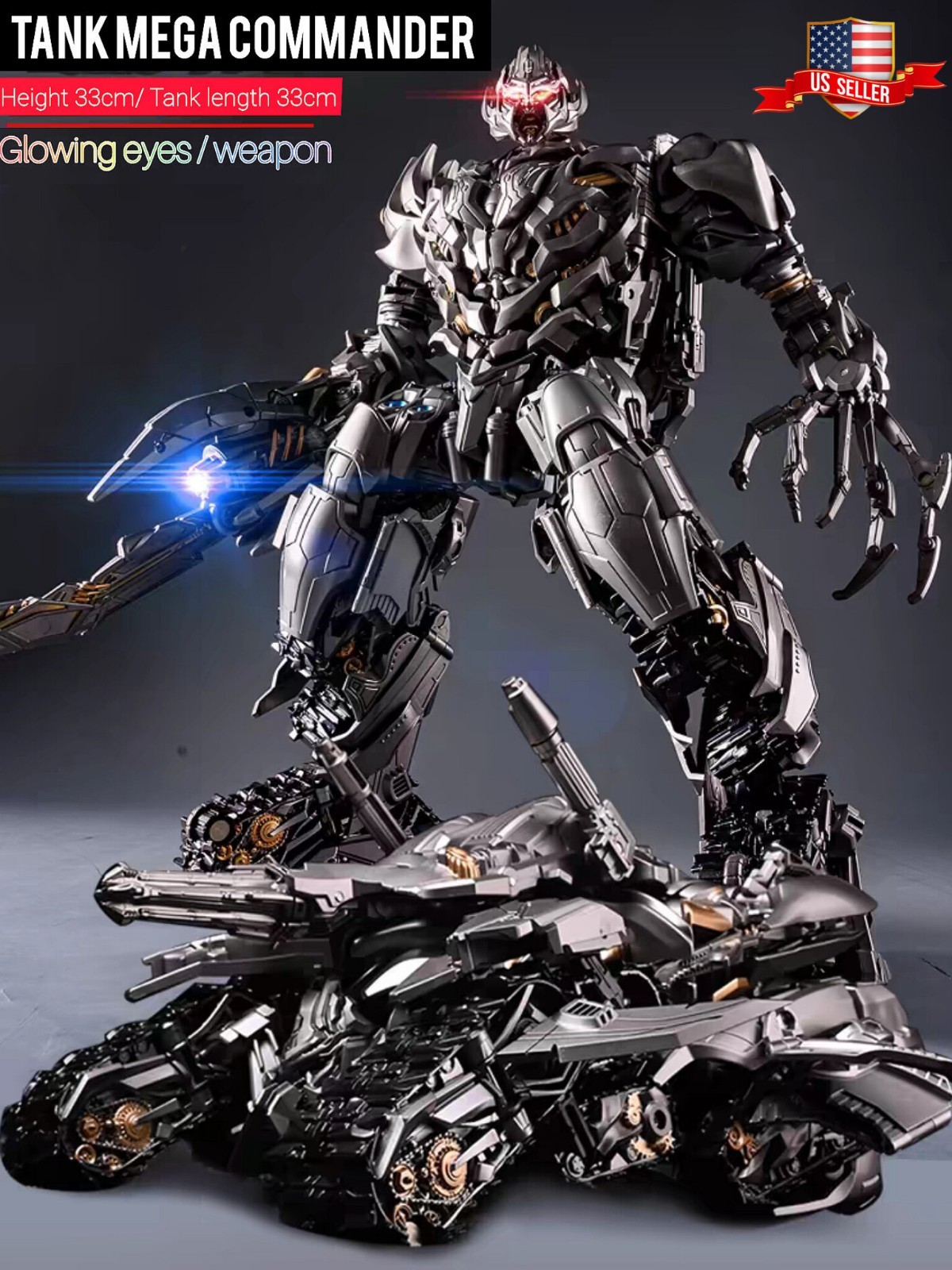 US SHIP_LS06 Transformers Figure/Black Mamba Transformation Tank Mega Commander