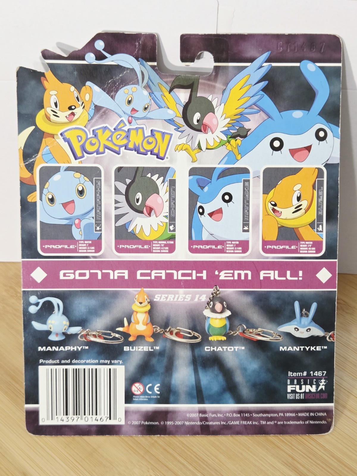 Pokemon Diamond & Pearl Chatot Keychain Series 14 Sealed 2007 Basic Fun Rare