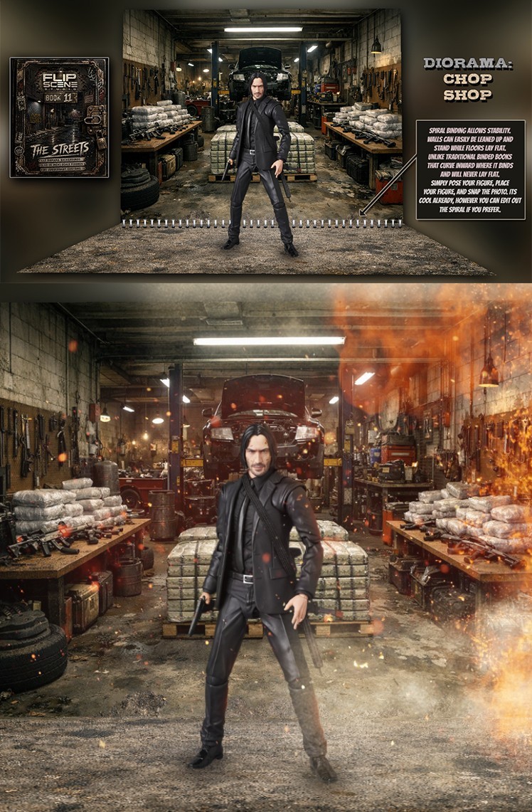 1:12 Flip Scene Studio Book 11 The Streets Urban Action Figure Diorama 6″ 6 Inch