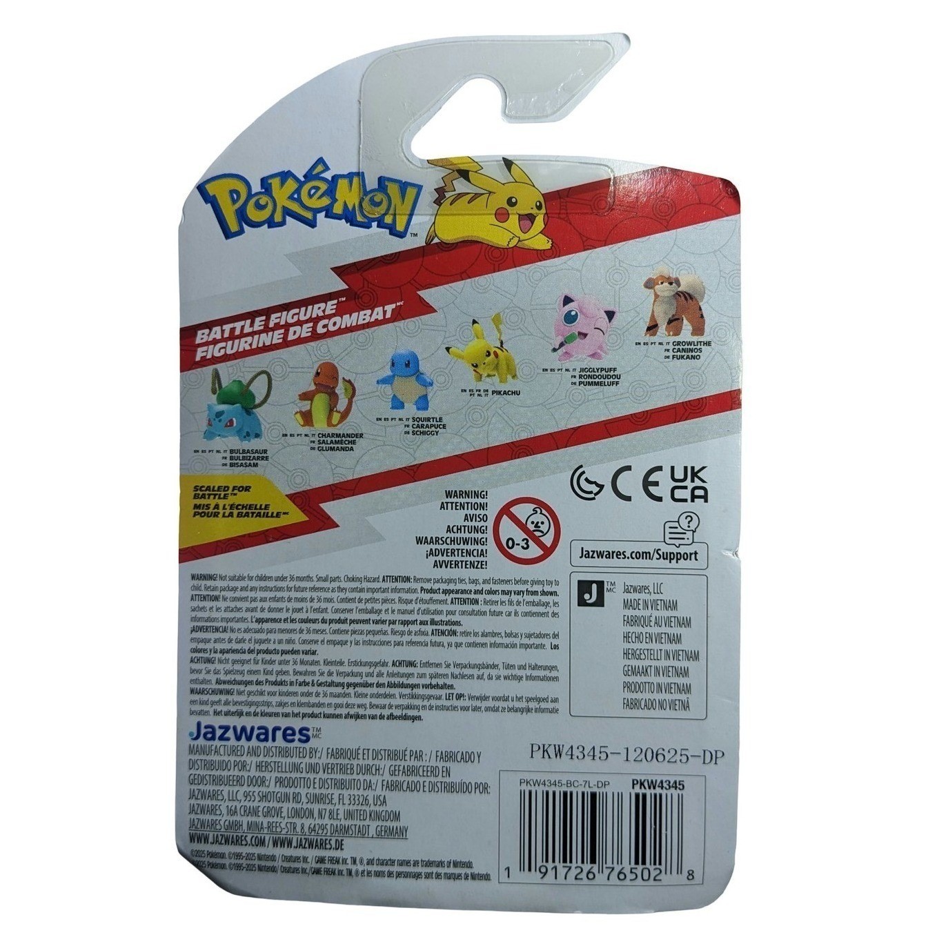 Pikachu Action Figure Pokemon Jazwares PKW4345 Yellow Licensed Toy
