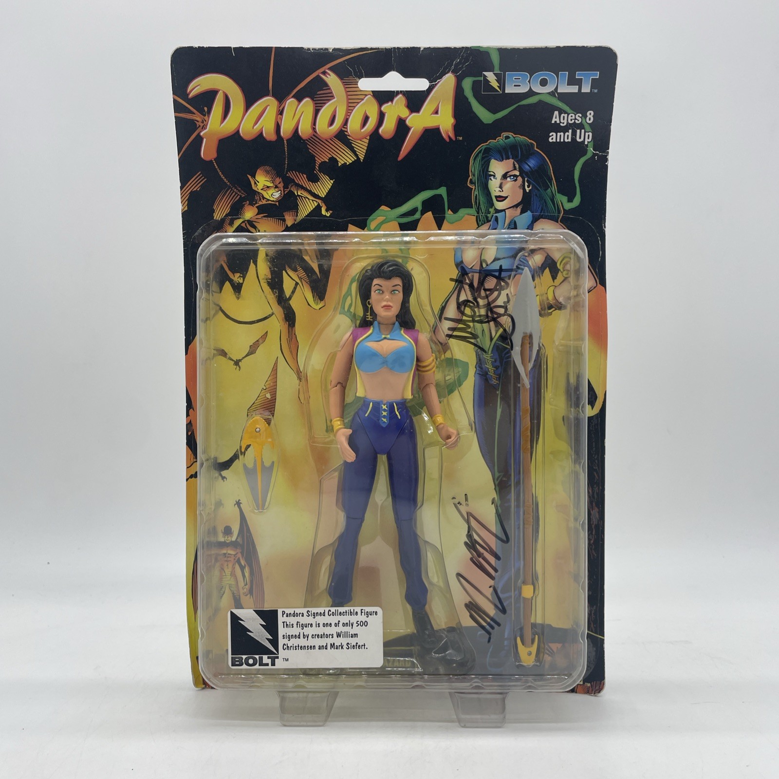 Bolt Entertainment Pandora 7″ Action Figure 1997 Blue Costume LE 500 Signed!