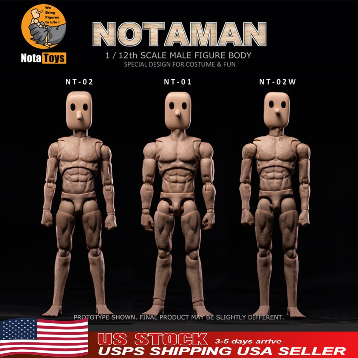 Notaman Nota Studio 1/12 Male Action Figure 6 inch 6″ Body Square Head Soldier