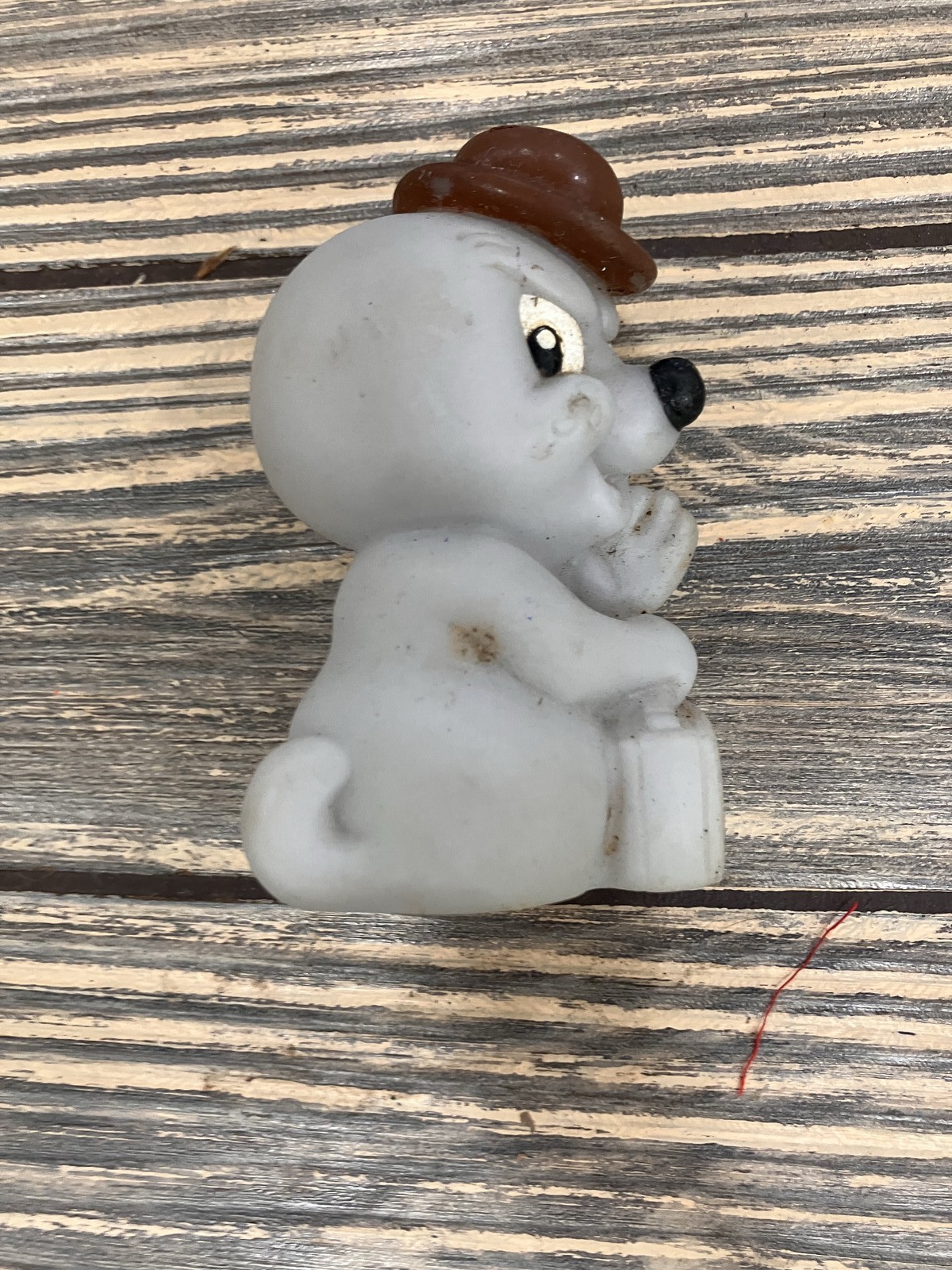 Vintage Spooky the Ghost Action Figure Toy with Hat Rubber Squeeze Retro