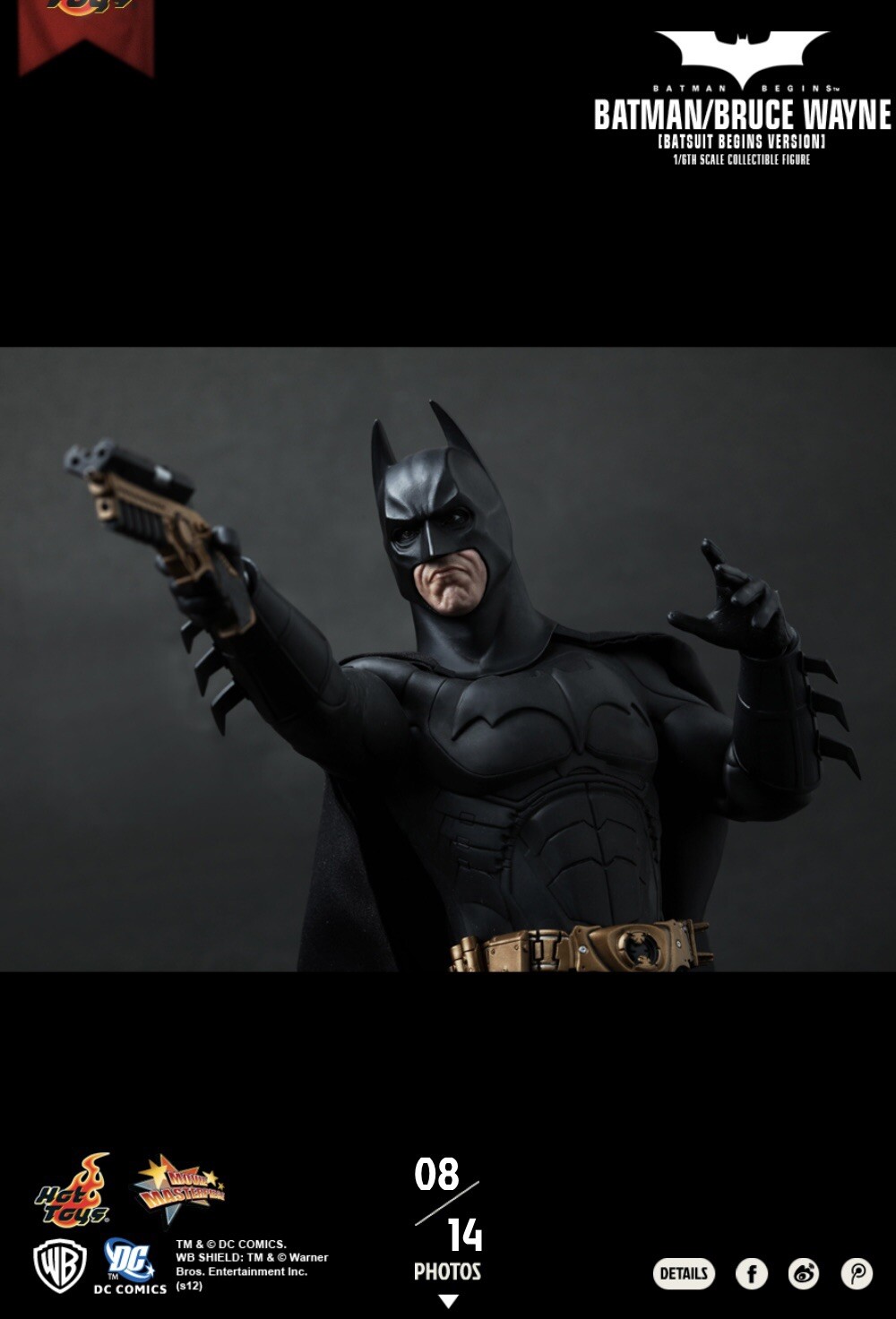 HOT TOYS FIGURE 16 DC BATMAN BRUCE WAYNE BATSUIT BEGINS VER 901489 G1N