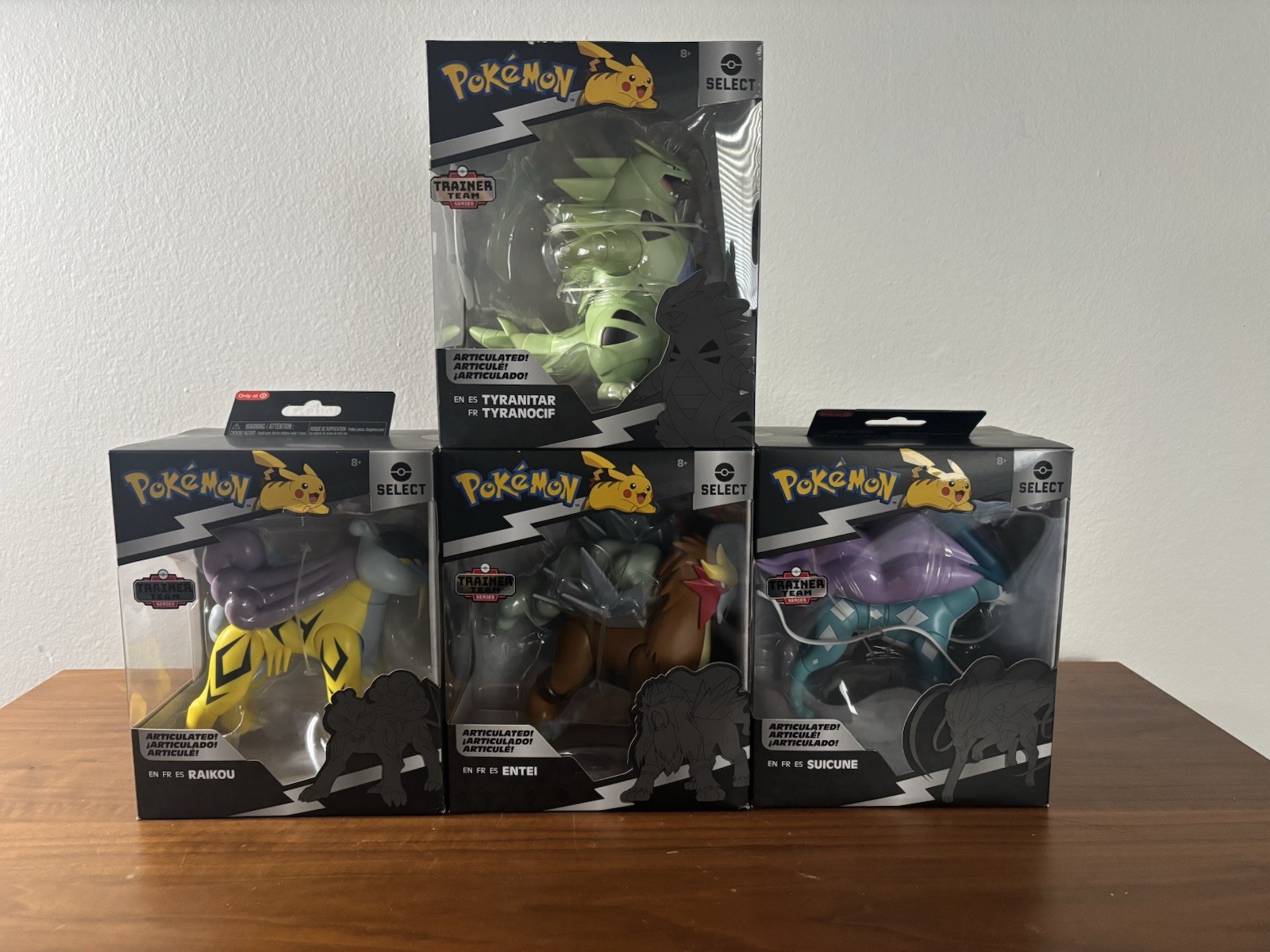 Pokemon select jazwares figure set Entei Raikou Suicune Tyranitar